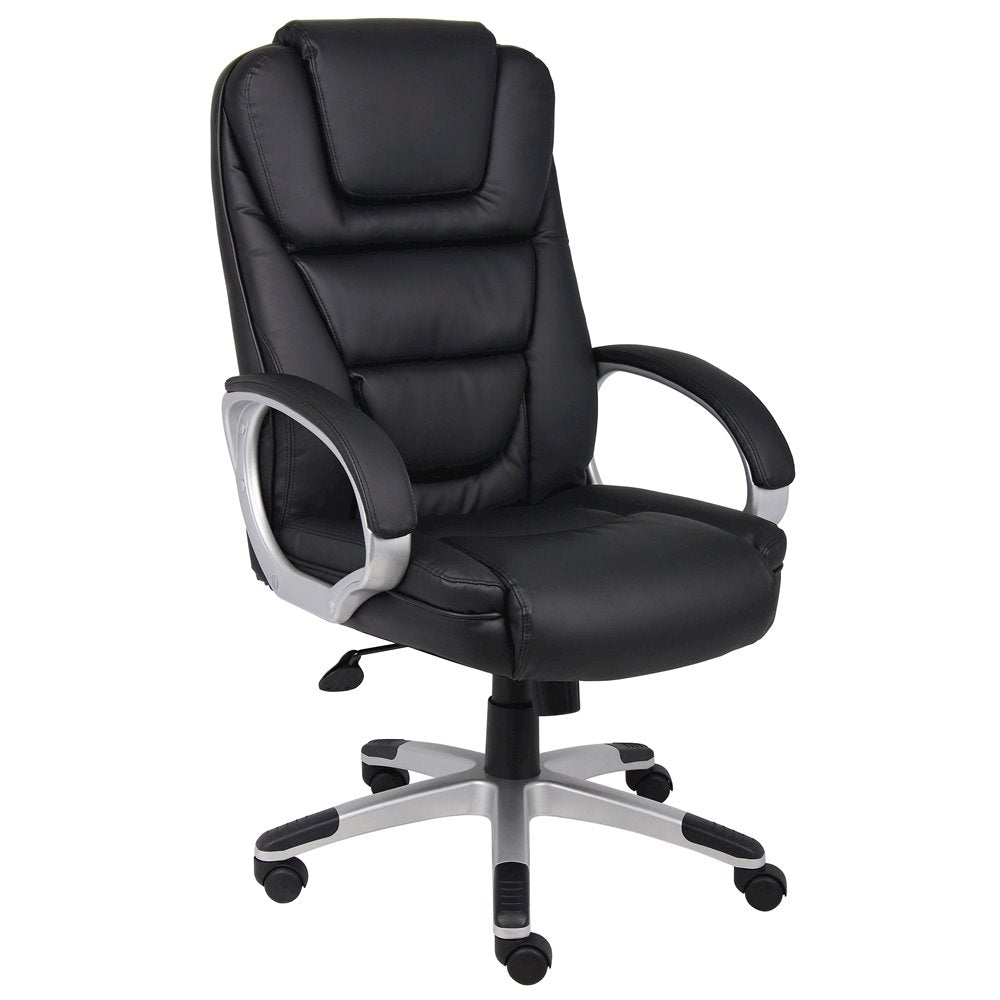 Black Leather Office Chair, Executive High Back Computer Desk Seating