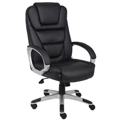 Black Leather Office Chair, Executive High Back Computer Desk Seating