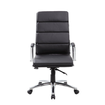 Black Desk Chair With Chrome Base, Modern Conference Room Chair With Wheels