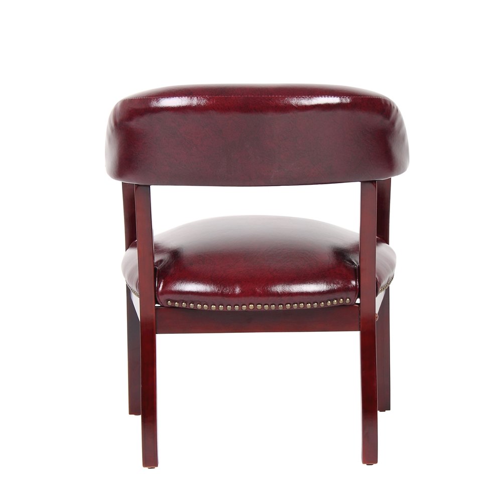 Burgundy Captains Chair for Office Furniture or Poker Room, No Wheels Design