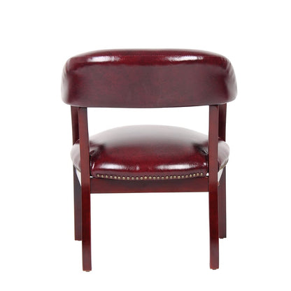 Burgundy Captains Chair for Office Furniture or Poker Room, No Wheels Design