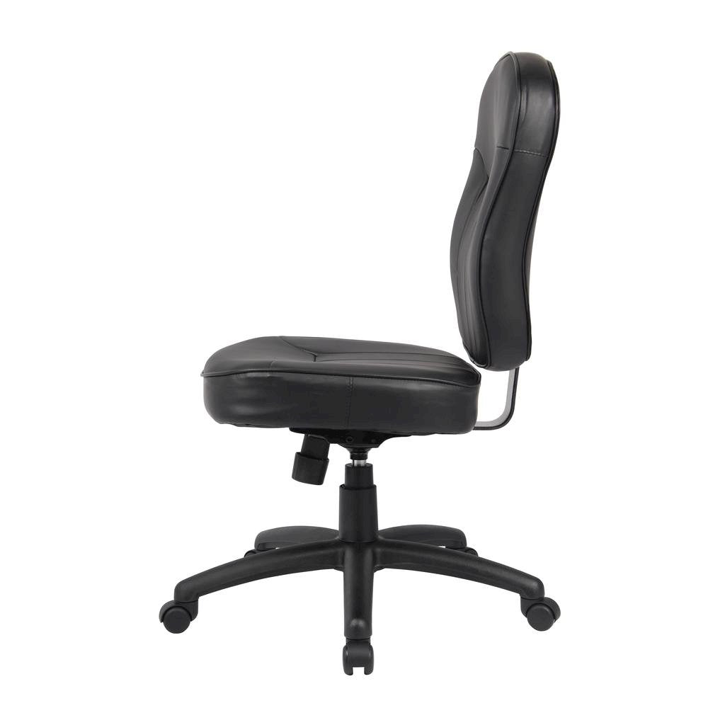 Black Leather Office Guest Chair for Client Meetings and Reception Use