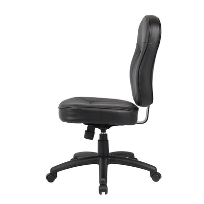 Black Leather Office Guest Chair for Client Meetings and Reception Use