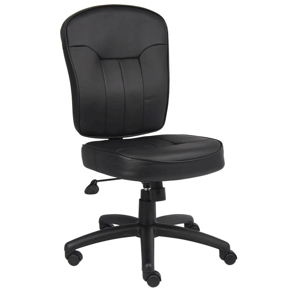 Black Leather Office Guest Chair for Client Meetings and Reception Use
