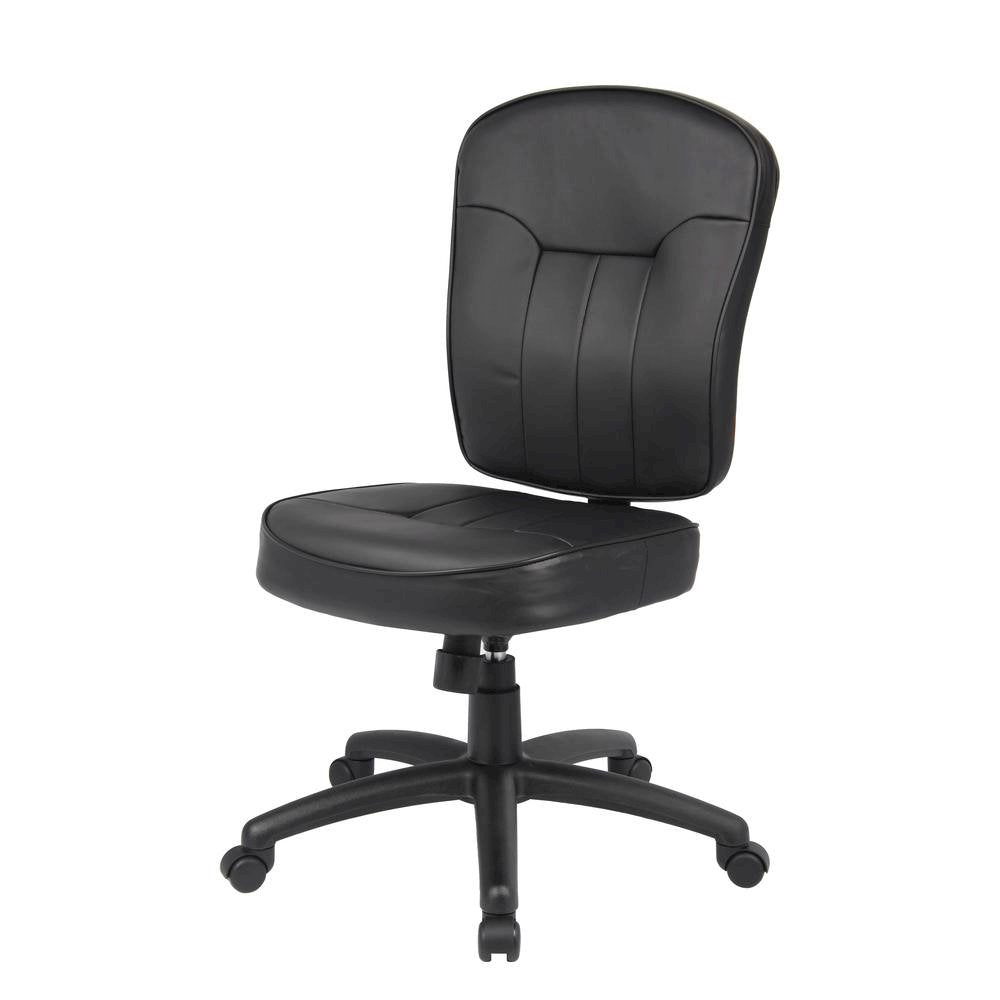 Black Leather Office Guest Chair for Client Meetings and Reception Use