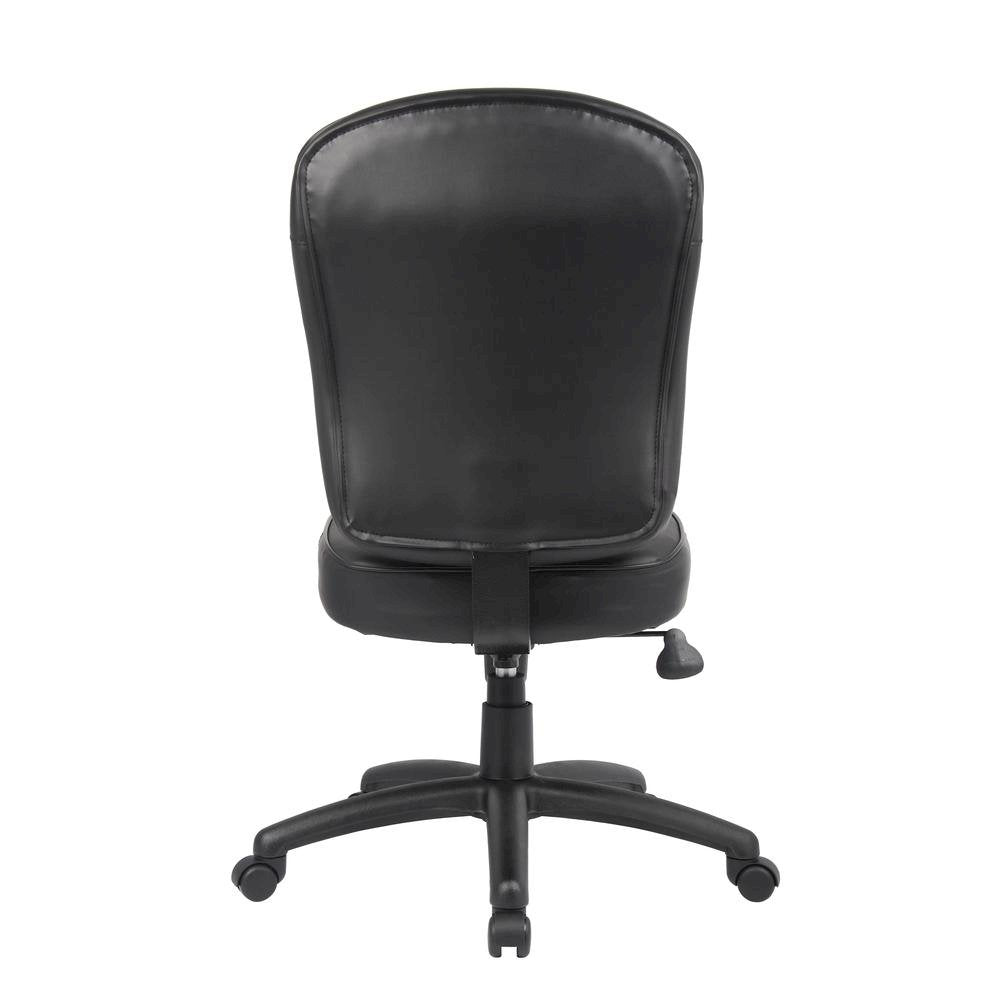 Black Leather Office Guest Chair for Client Meetings and Reception Use