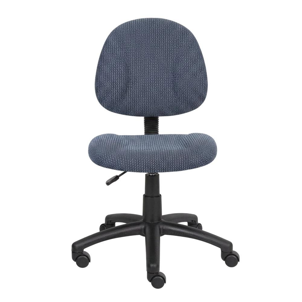 Blue Armless Office Chair With Wheels, Ideal Desk Chair For Sewing Tasks