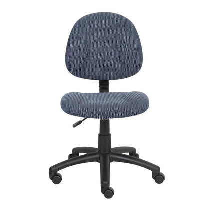 Blue Armless Office Chair With Wheels, Ideal Desk Chair For Sewing Tasks