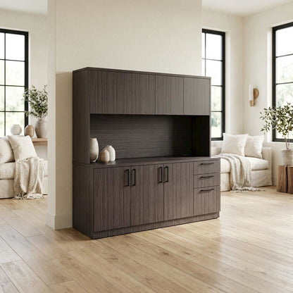 66-Inch Driftwood Hutch with Four Doors and Storage Space