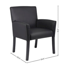 Black Reception Chair With Mahogany Base, Client Or Office Guest Seating