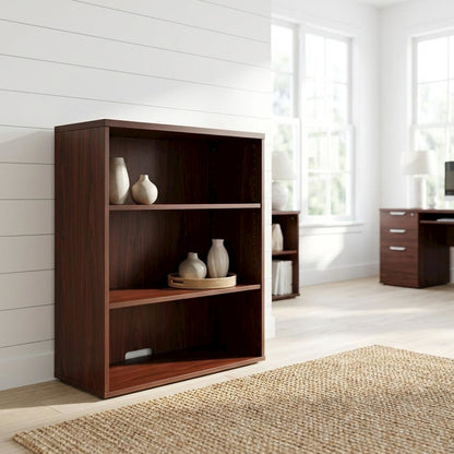 Open Mahogany Hutch and Bookcase with Ample Storage