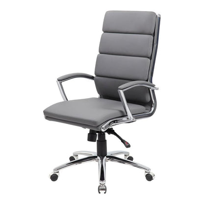 Gray Desk Chair With Chrome Base, Modern Conference Room Chair With Wheels