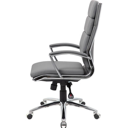 Gray Desk Chair With Chrome Base, Modern Conference Room Chair With Wheels