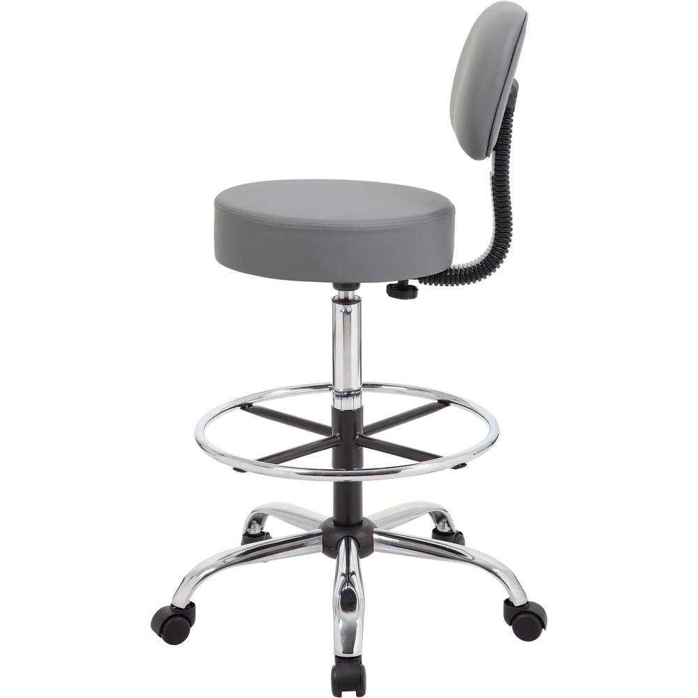 Gray Drafting Chair Office Stool With Back, Tall Work Stool On Wheels
