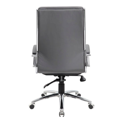 Gray Desk Chair With Chrome Base, Modern Conference Room Chair With Wheels