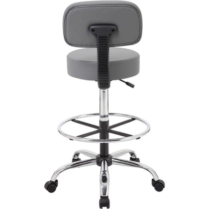 Gray Drafting Chair Office Stool With Back, Tall Work Stool On Wheels