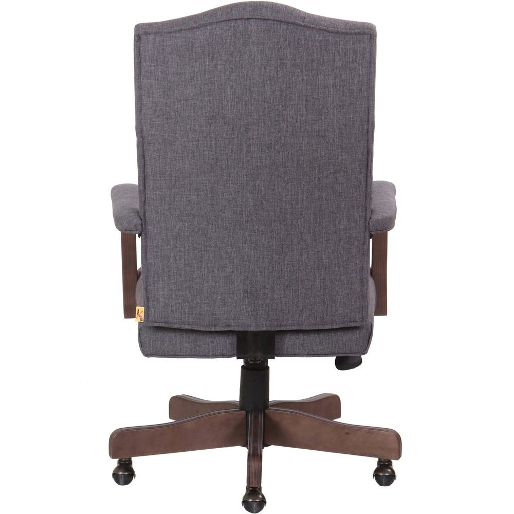 Tufted Executive Desk Chair in Slate Gray Faux Leather