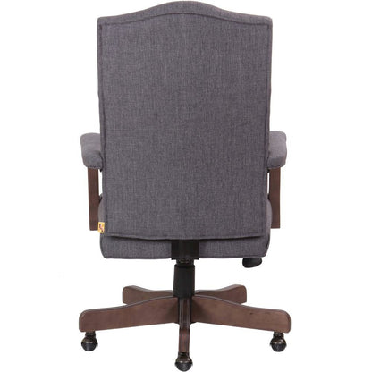 Tufted Executive Desk Chair in Slate Gray Faux Leather