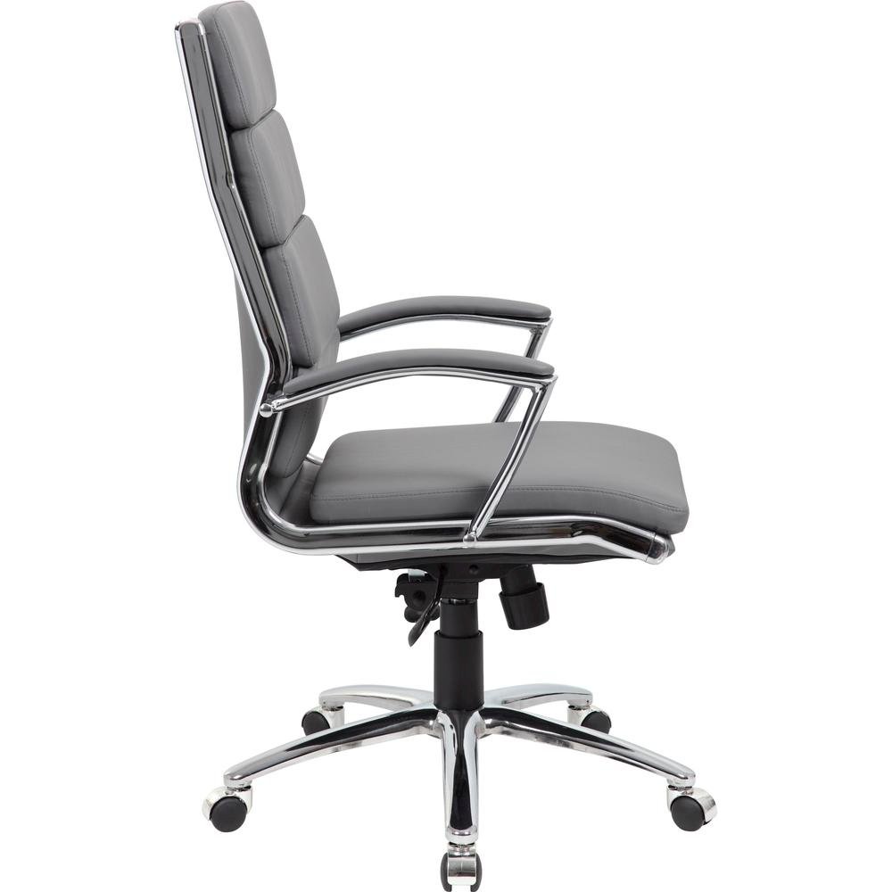 Gray Desk Chair With Chrome Base, Modern Conference Room Chair With Wheels