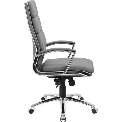 Gray Desk Chair With Chrome Base, Modern Conference Room Chair With Wheels