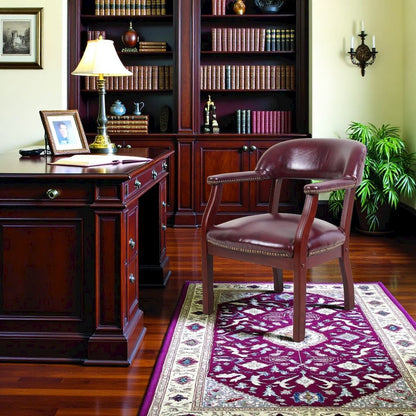 Burgundy Captains Chair for Office Furniture or Poker Room, No Wheels Design