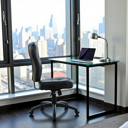 Black Leather Office Guest Chair for Client Meetings and Reception Use