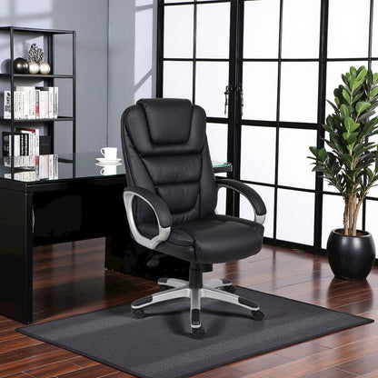 Black Leather Office Chair, Executive High Back Computer Desk Seating
