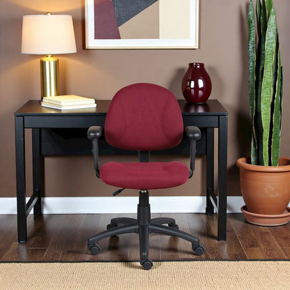 Burgundy Office Chair With Adjustable Arms, Desk Chair Comfy For Home Office
