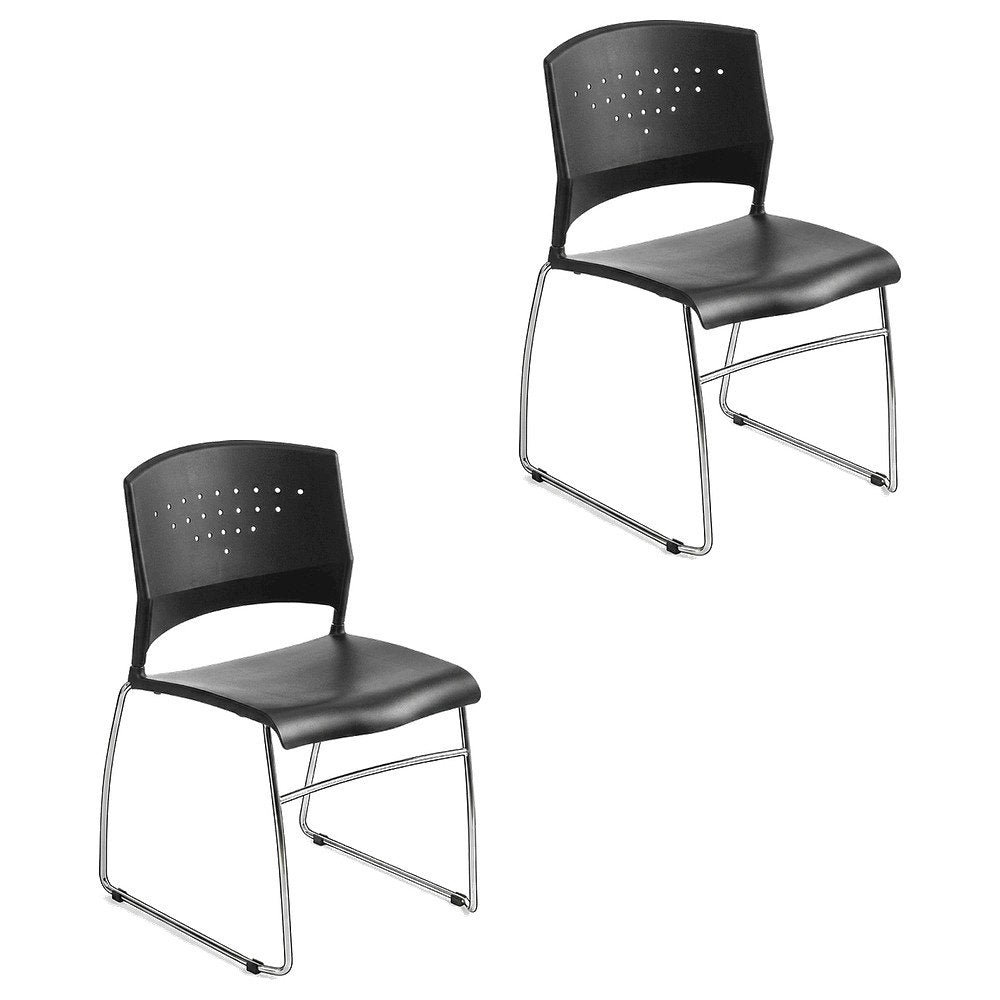 Polypropylene Stackable Chair with Chrome Sled Base for Office and Lobby, Set of 2
