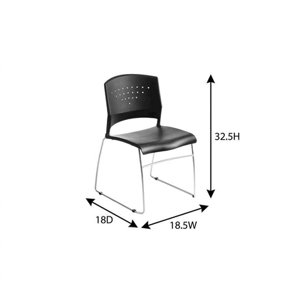Polypropylene Stackable Chair with Chrome Sled Base for Office and Lobby, Set of 2