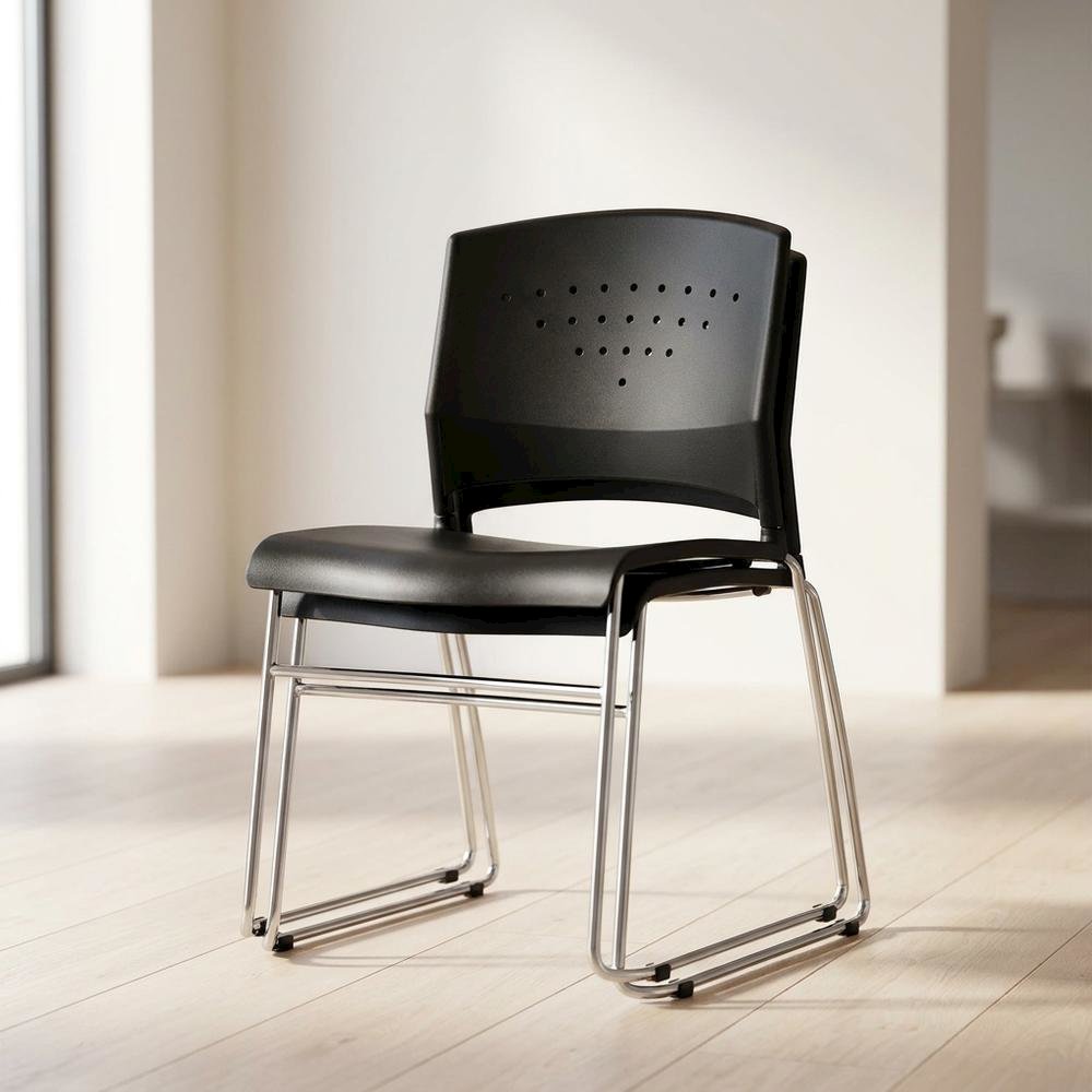 Polypropylene Stackable Chair with Chrome Sled Base for Office and Lobby, Set of 2