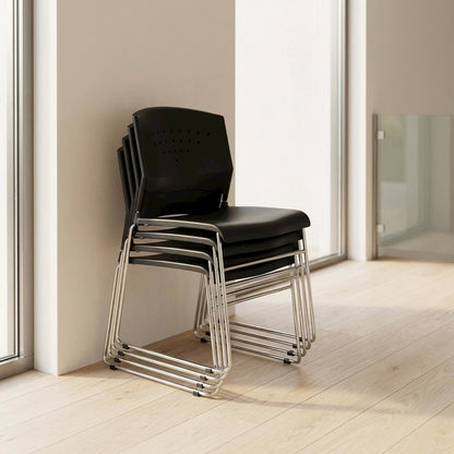Polypropylene Stacking Chair with Chrome Sled Base for Waiting Rooms