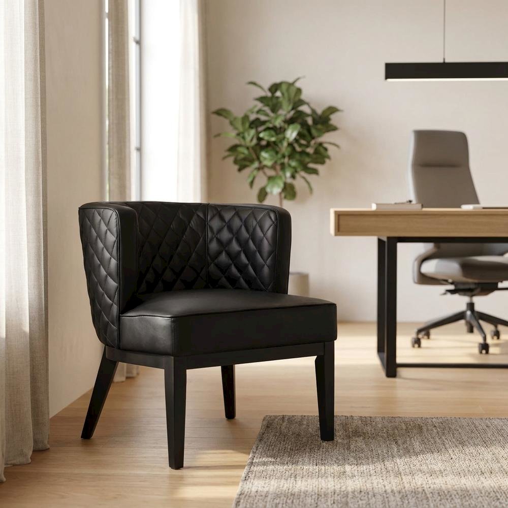 Plush Upholstered Accent Chair with Cushioned Back for Dining Room