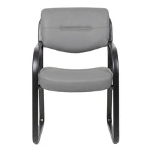 LeatherPlus Armless Side Chair with Sled Base, Desk Chair No Wheels, Grey
