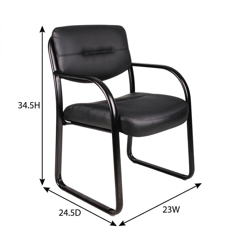 LeatherPlus Side Chair with Arms, Sled Base Office Guest Chair
