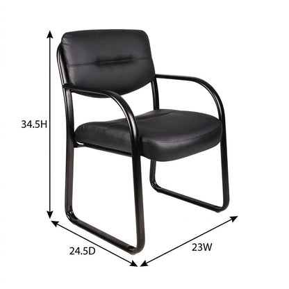 LeatherPlus Side Chair with Arms, Sled Base Office Guest Chair