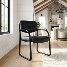 LeatherPlus Side Chair with Arms, Sled Base Office Guest Chair