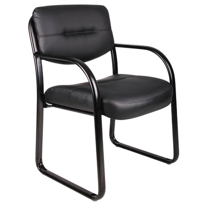 LeatherPlus Side Chair with Arms, Sled Base Office Guest Chair