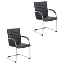 Vinyl-Upholstered Mid-Back Office Guest Chair with Chrome Cantilever Base, Set of 2