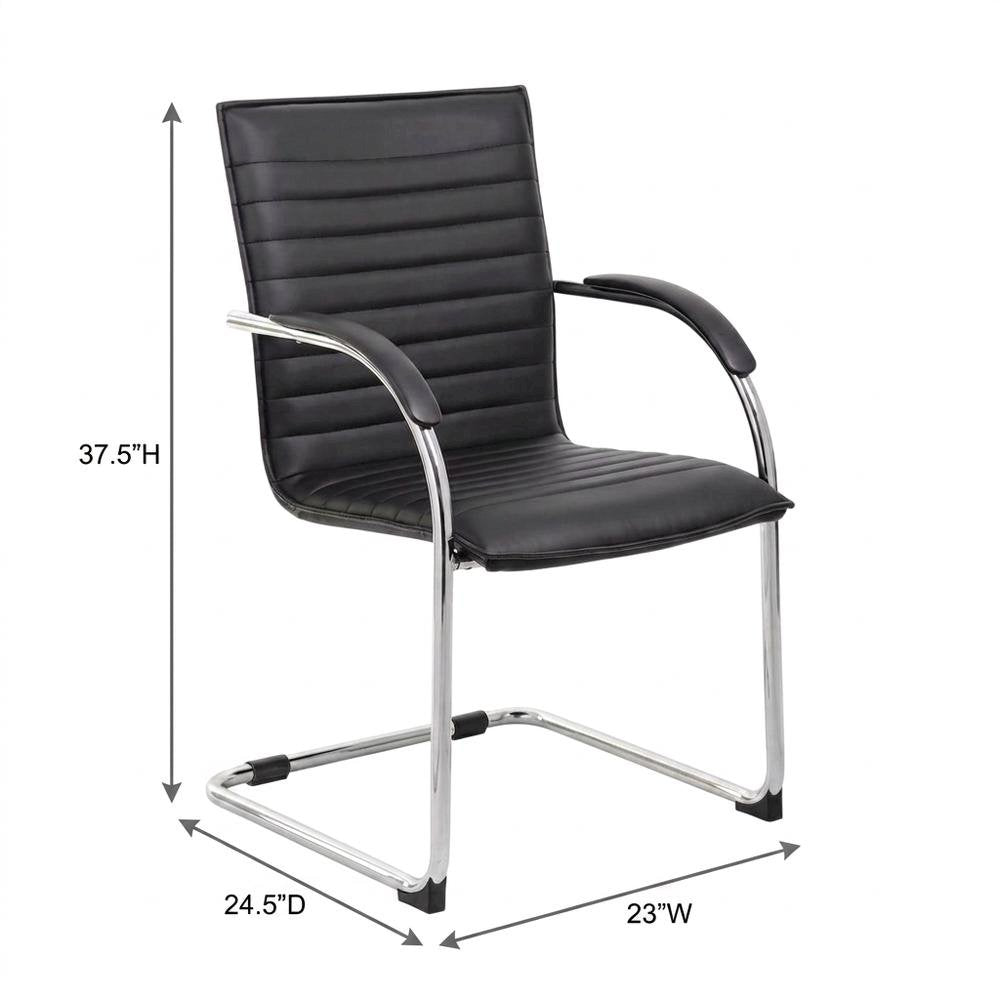 Vinyl-Upholstered Mid-Back Office Guest Chair with Chrome Cantilever Base, Set of 2