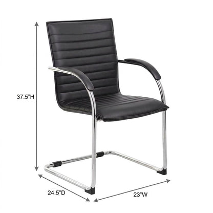 Vinyl-Upholstered Mid-Back Office Guest Chair with Chrome Cantilever Base, Set of 2