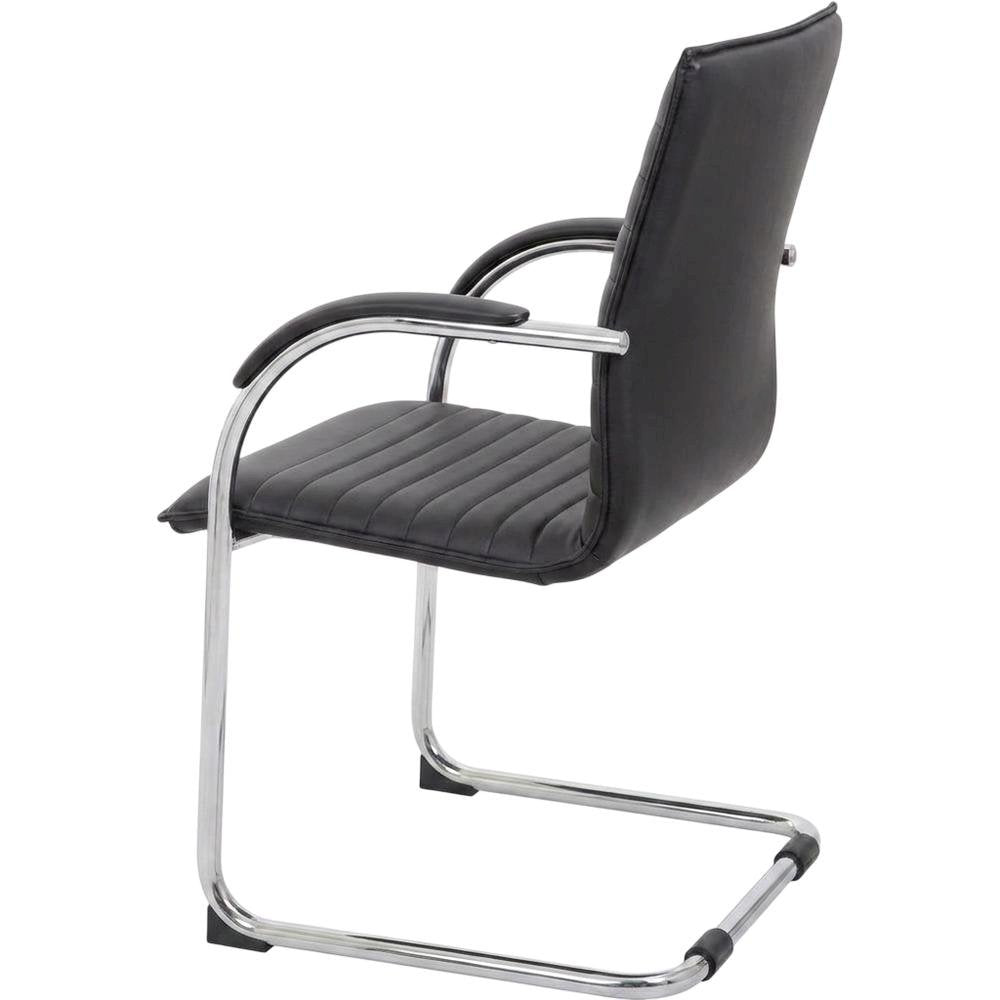 Vinyl-Upholstered Mid-Back Office Guest Chair with Chrome Cantilever Base, Set of 2
