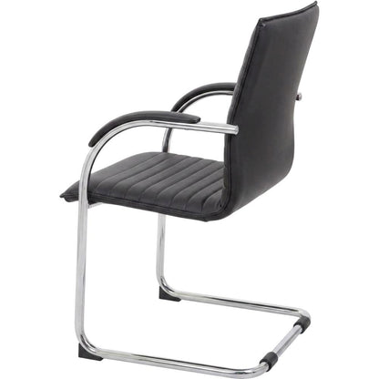Vinyl-Upholstered Mid-Back Office Guest Chair with Chrome Cantilever Base, Set of 2