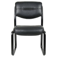 LeatherPlus Armless Side Chair with Sled Base, Desk Chair No Wheels, Black