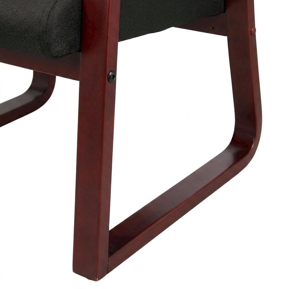 Fabric-Upholstered Desk Chair No Wheels with Mahogany Frame for Entryway