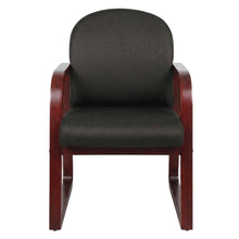 Fabric-Upholstered Desk Chair No Wheels with Mahogany Frame for Entryway
