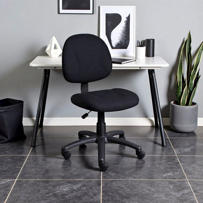 Black Armless Office Chair With Wheels, Ideal Desk Chair For Sewing Tasks