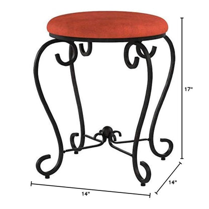 Round Iron Vanity Stool with Cushion
