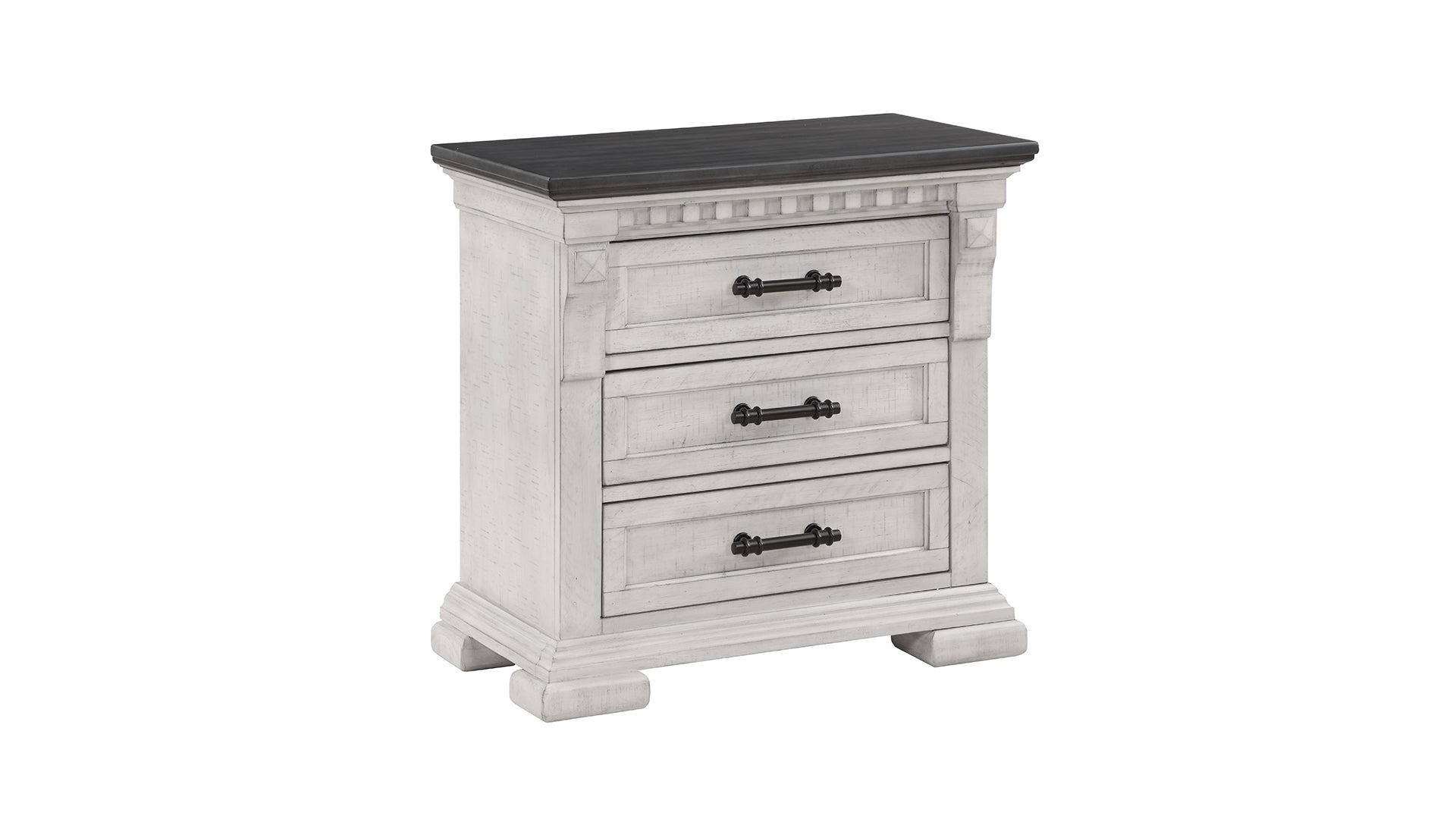 Transitional Style 3-Drawer Night stand Made with Wood in Antique White