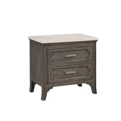 Lisbon Marble Top Nightstand-Gray